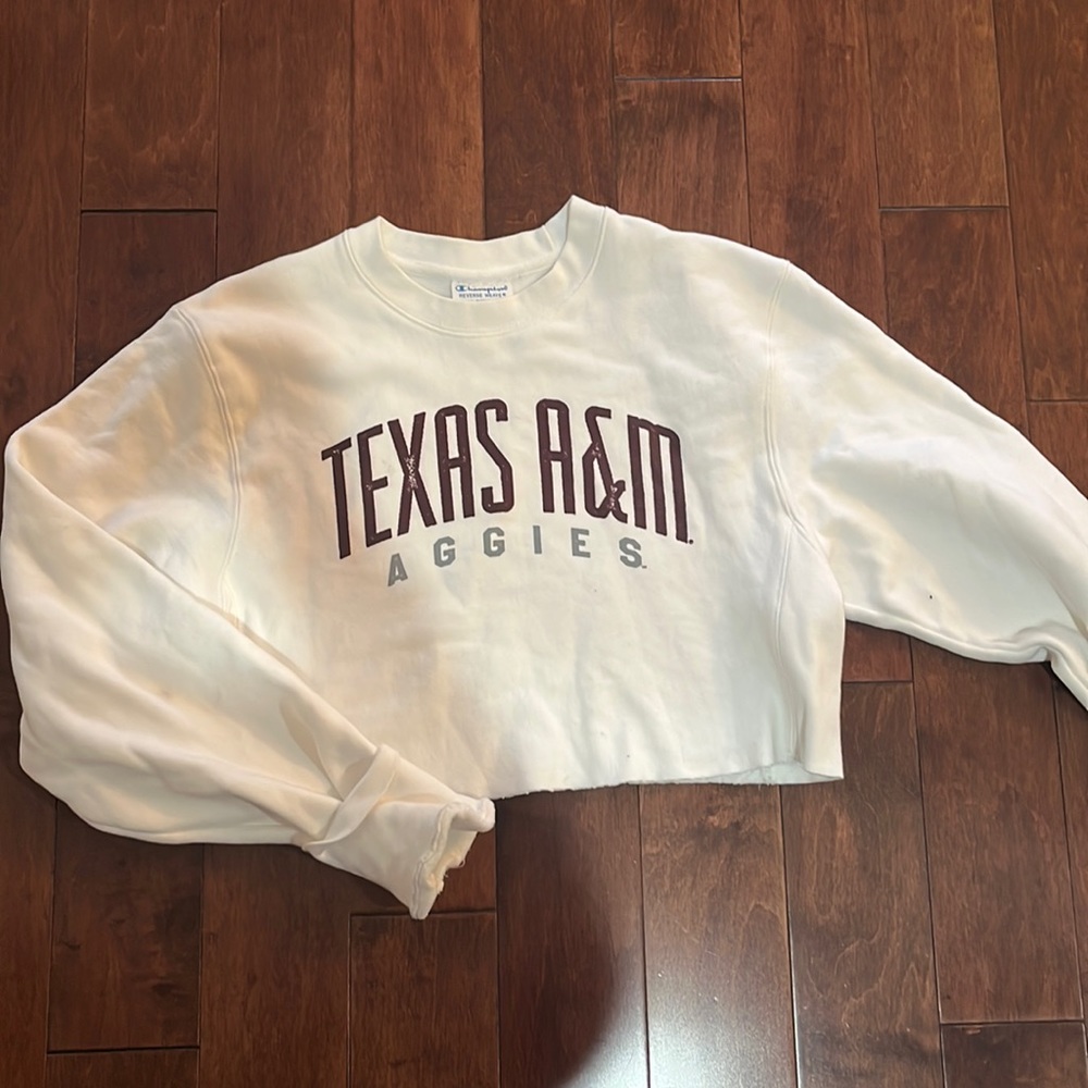 Texas A&M White cropped sweatshirt